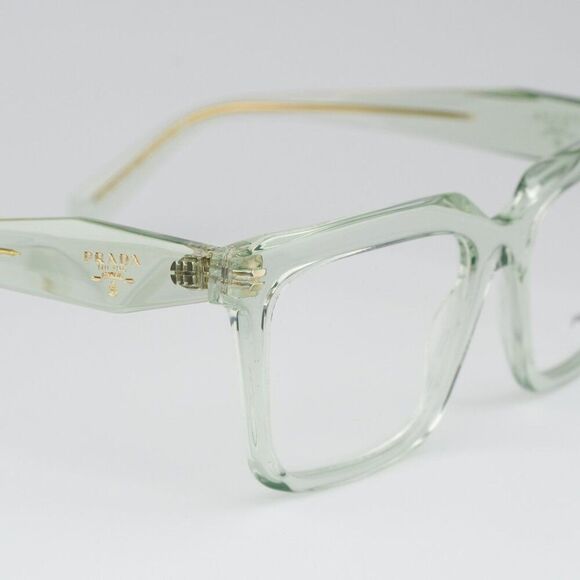 NEW Prada PRA19V 14R1O1 Transparent Mint Square Women Eyeglasses - Picture 8 of 12